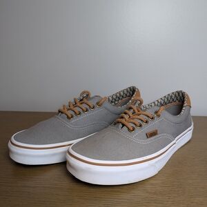 Vans Gray Canvas Sneakers with Brown Accents